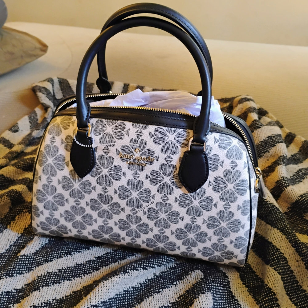 Kate Spade Black and White Clover Satchel